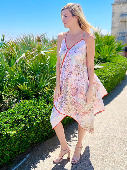 Silk Dress / Love Pink and Orange - Stacy Bradley Design