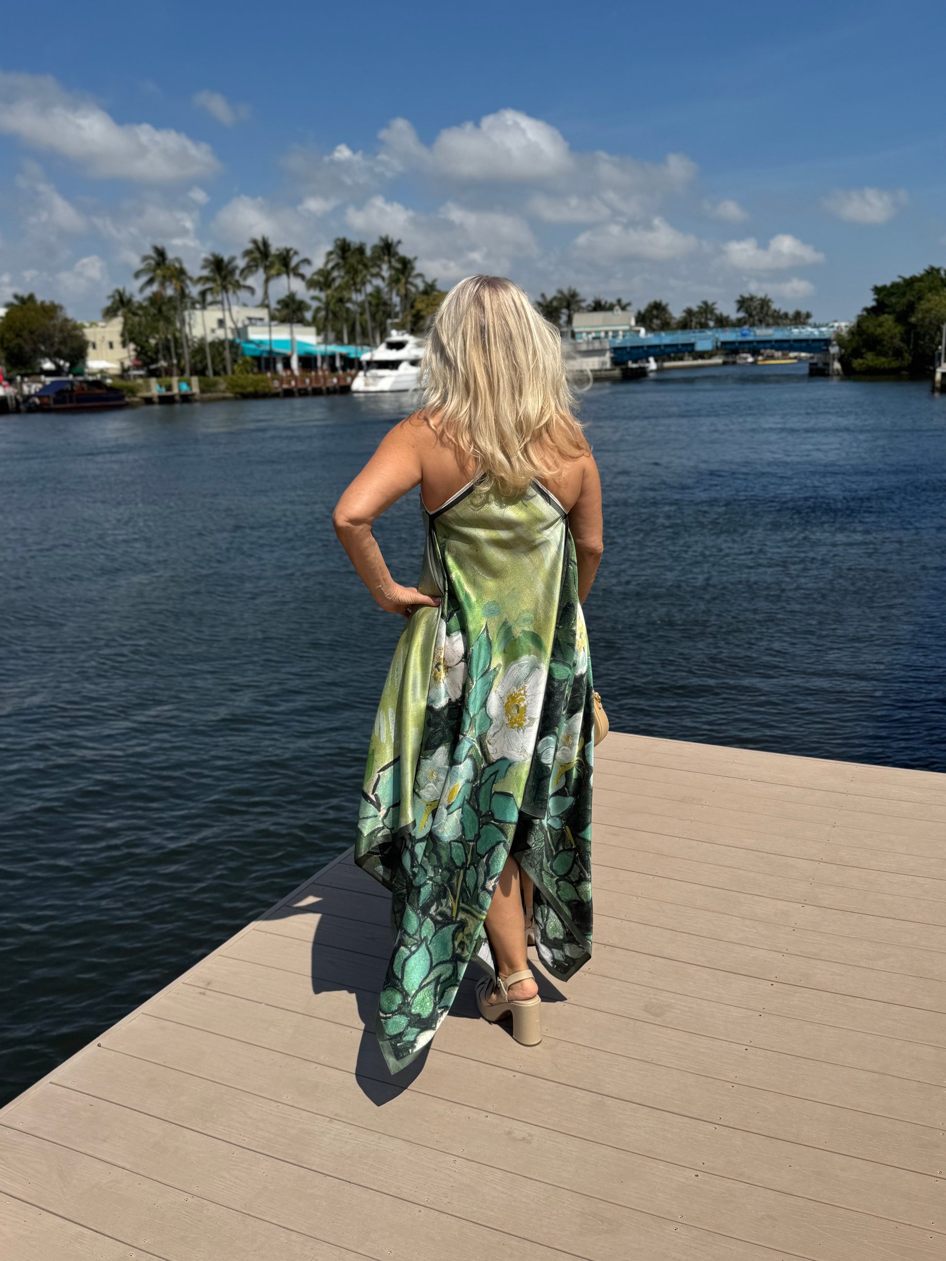 Silk Dress / White Blossom - Stacy Bradley Design