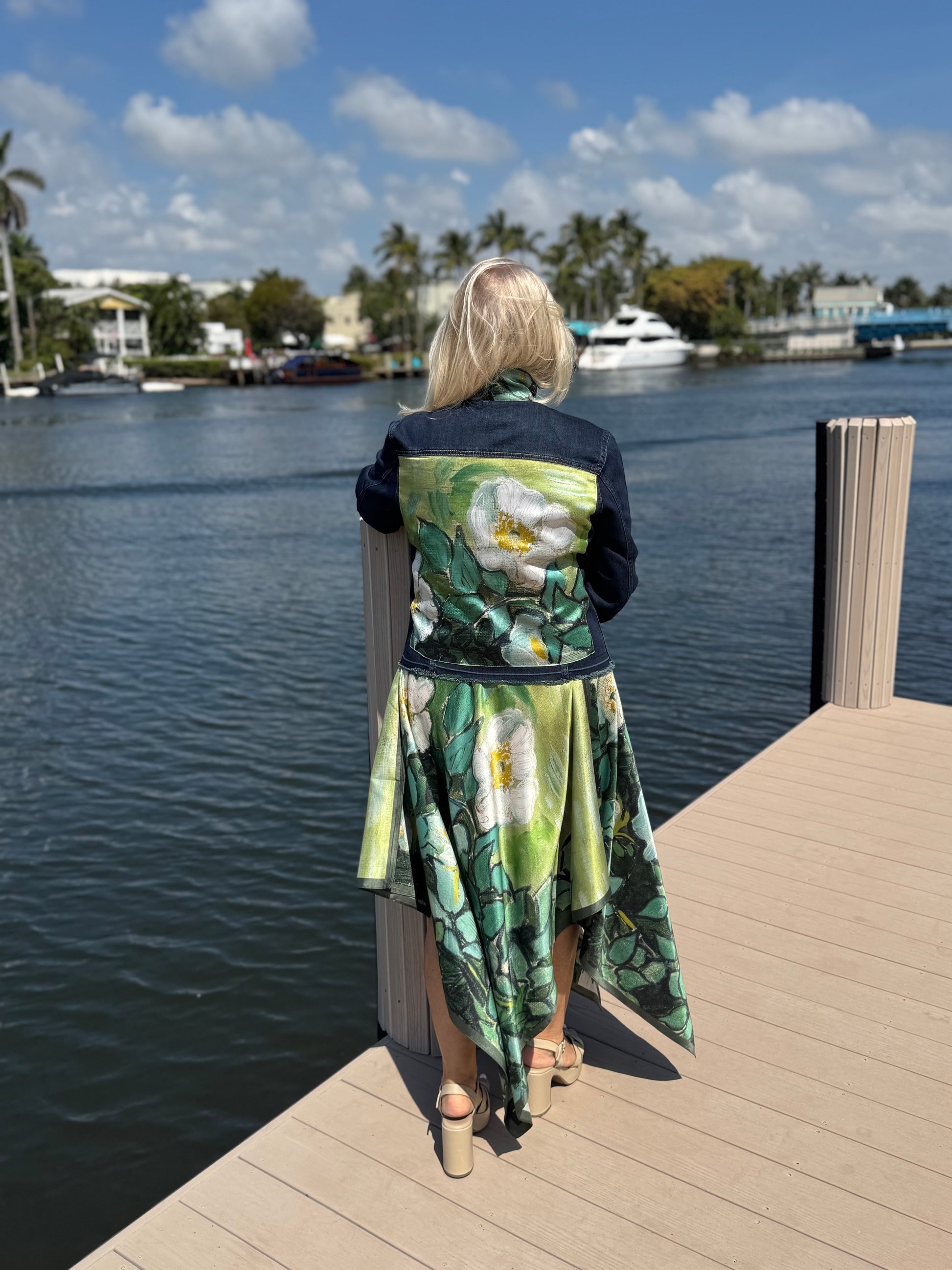 Silk Dress / White Blossom - Stacy Bradley Design