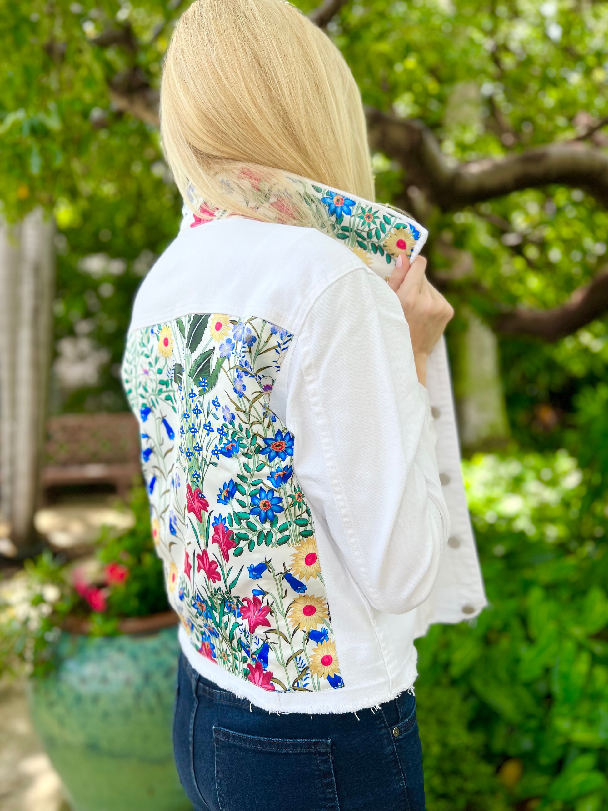 The White Denim Jacket / Spring Garden / Wholesale - Stacy Bradley Design