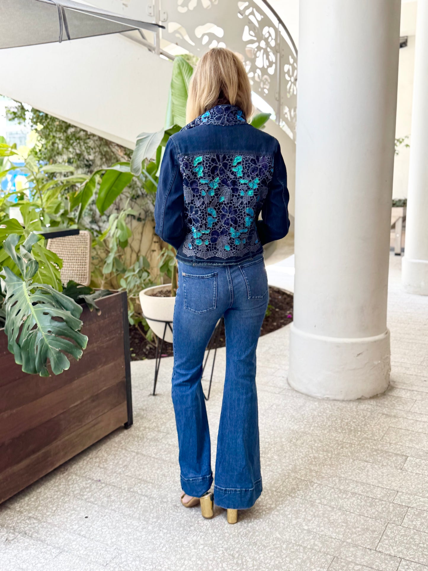 The Dark Denim Jacket / Navy Sequins
