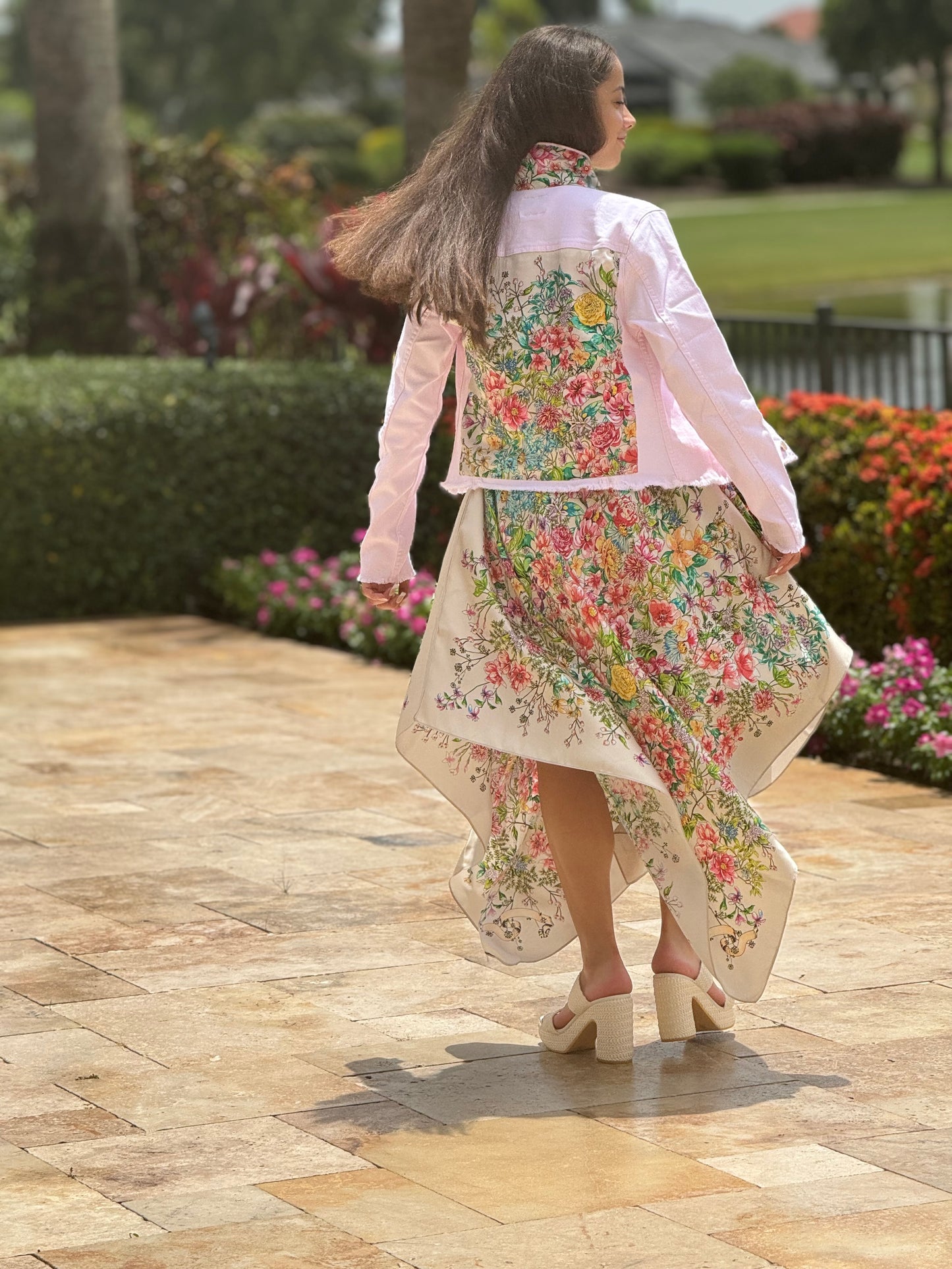 Silk Dress / Pink Bouquet - Stacy Bradley Design