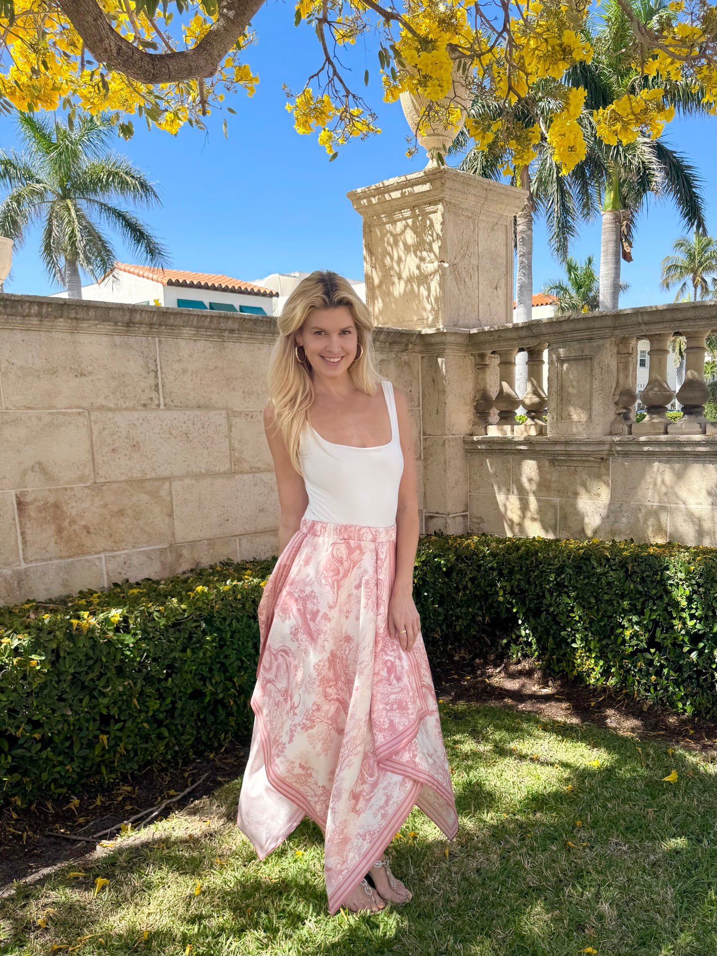 Silk Scarf Skirt / Pink Toile - Stacy Bradley Design