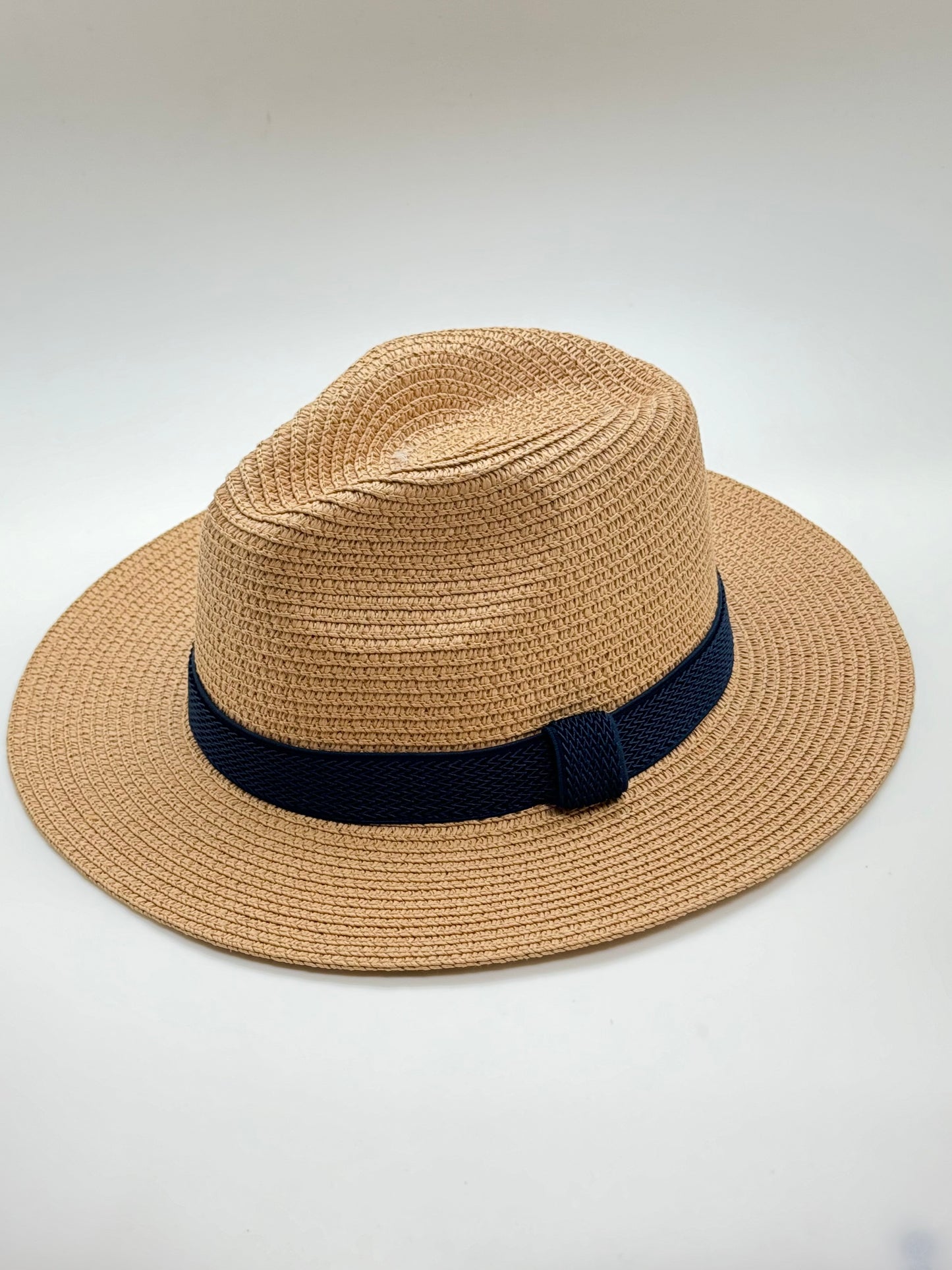 Hat / Navy Band / Natural / Wholesale - Stacy Bradley Design