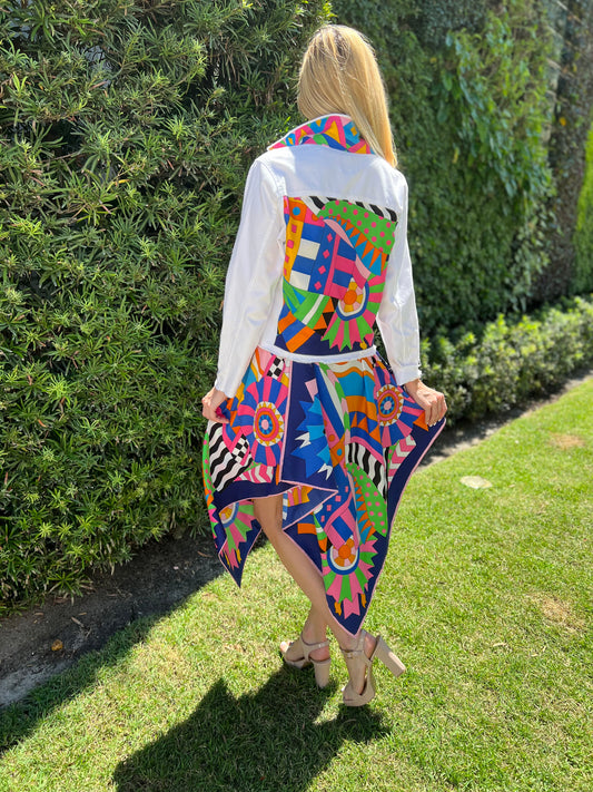 Silk Dress / Blue Pucci Colorful - Stacy Bradley Design