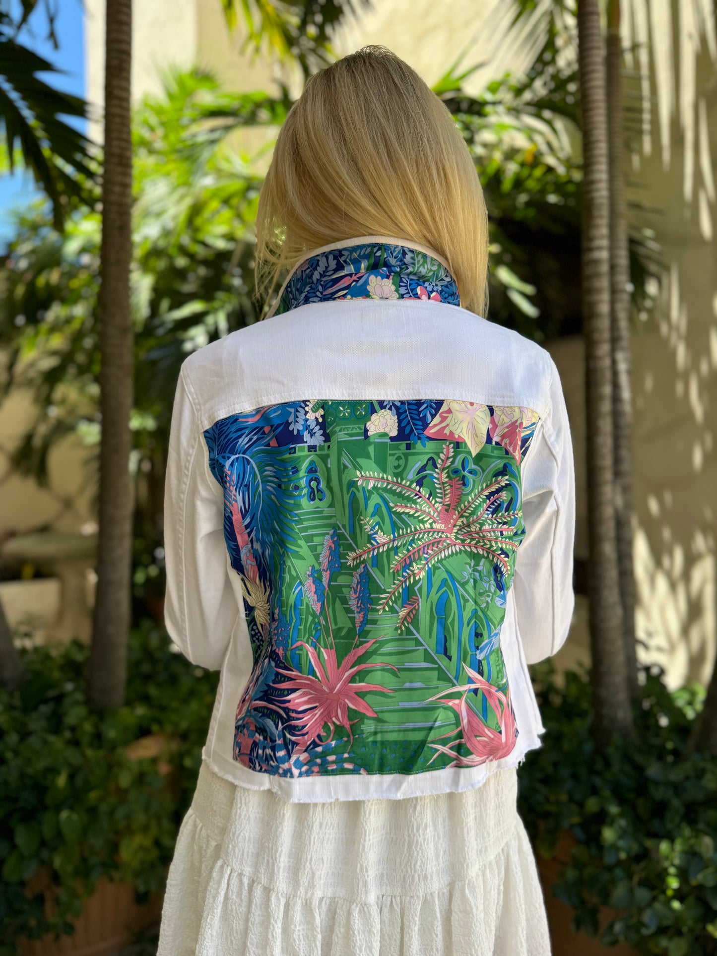 The White Denim Jacket / Stairway to Tropics / Wholesale - Stacy Bradley Design