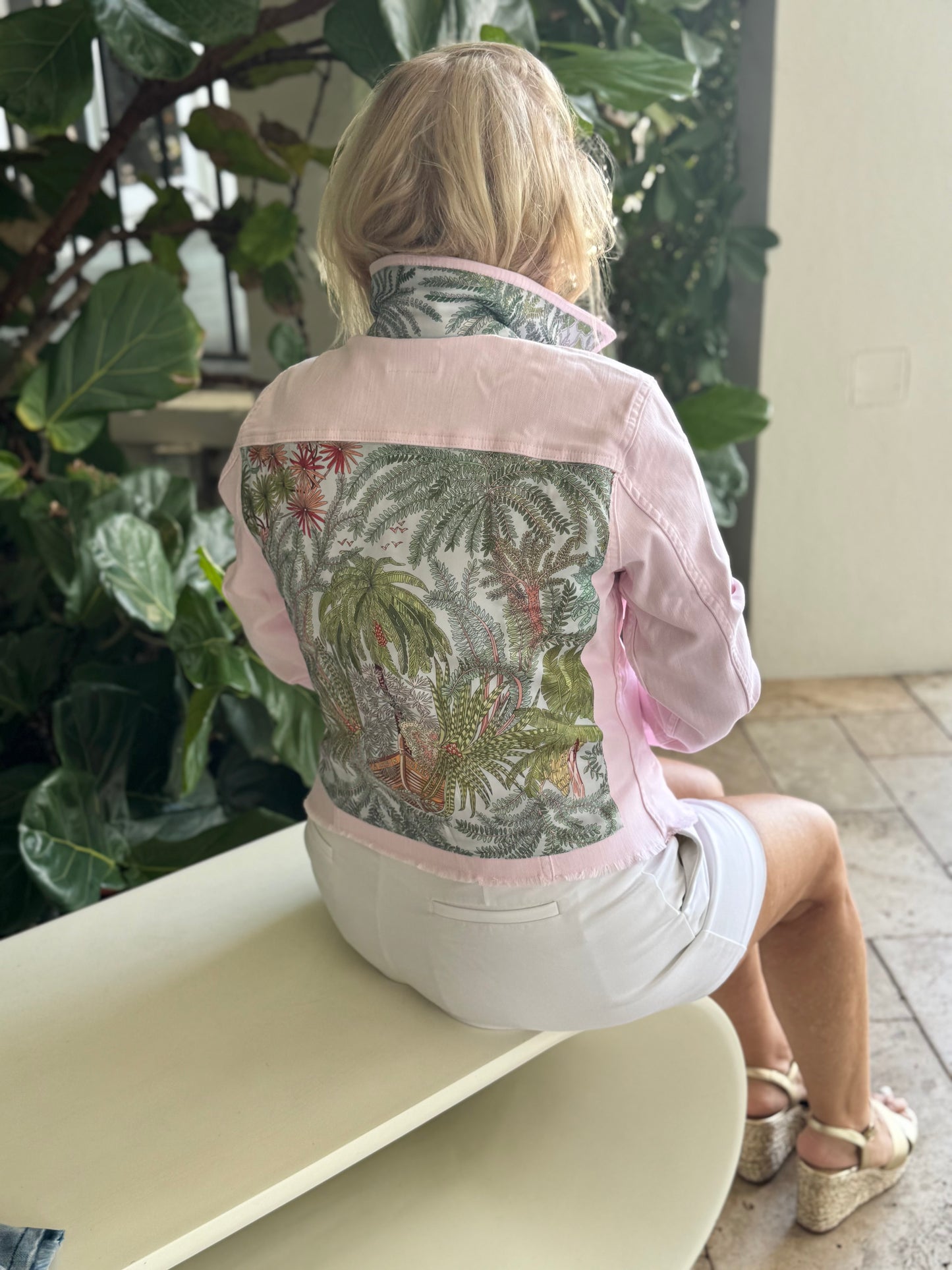 The Pink Denim Jacket / Tropical Capri - Stacy Bradley Design