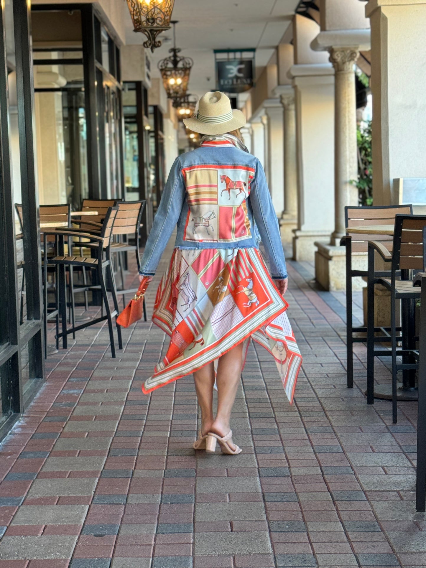 Silk Dress / Sage and Coral Horse - Stacy Bradley Design