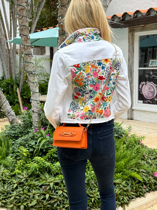 The White Denim Jacket / Field of Flowers - Stacy Bradley Design