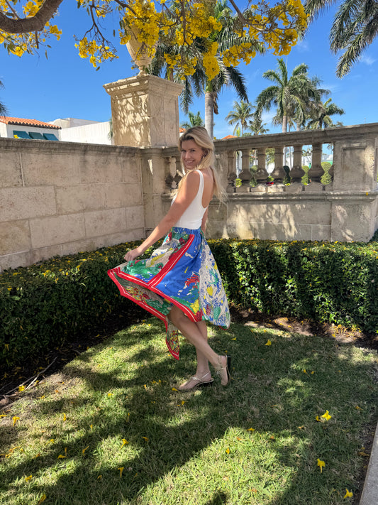 Silk Scarf Skirt / Coral Reef - Stacy Bradley Design