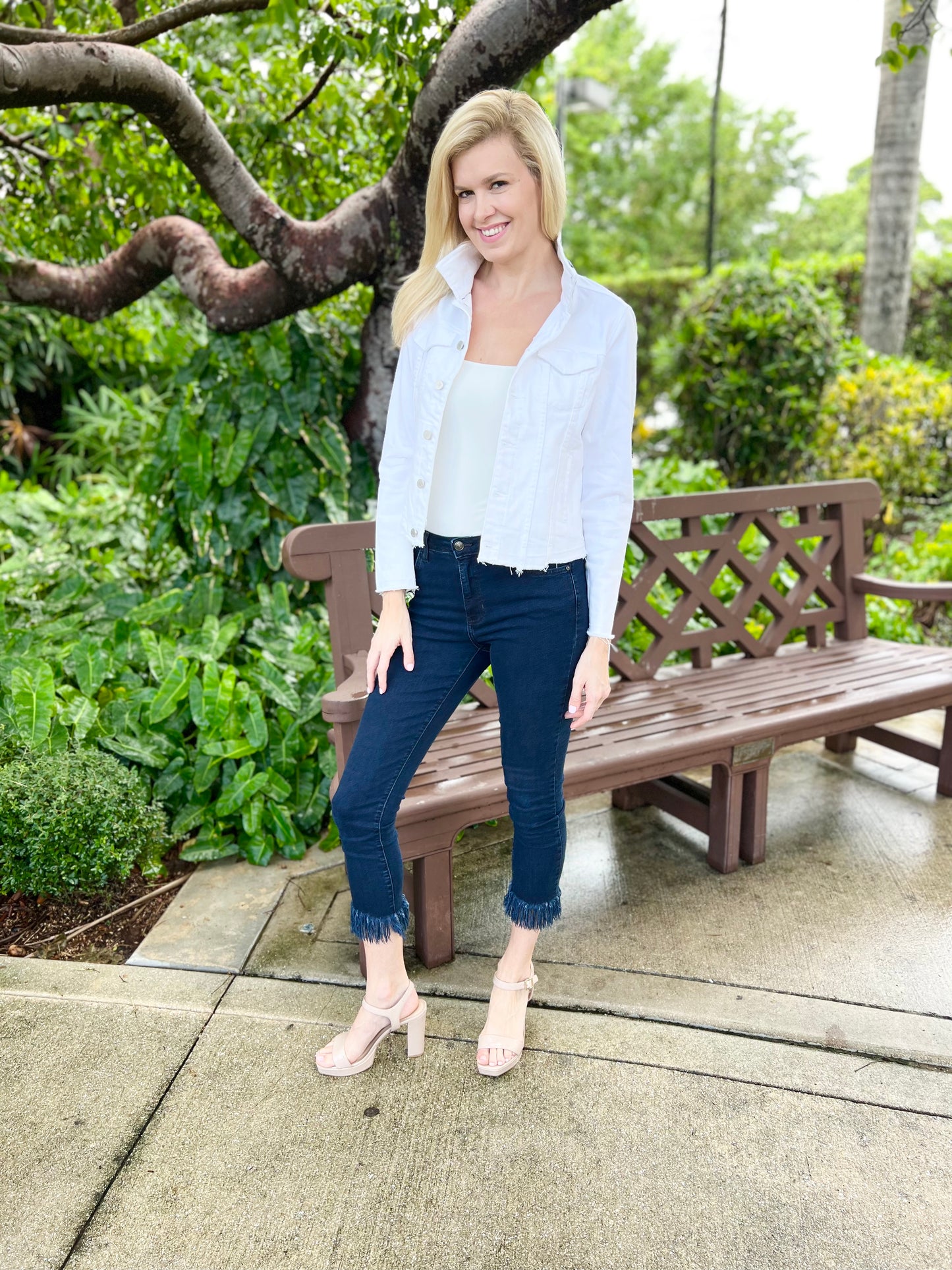 The White Demin Jacket / Navy Silk