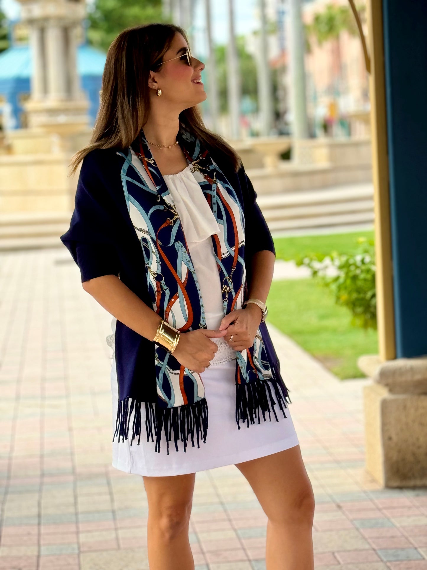 Cozy Sweater Wrap / Navy / Navy Straps / Wholesale - Stacy Bradley Design