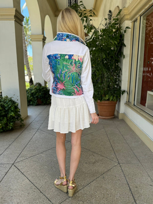 The White Denim Jacket / Stairway to Tropics / Wholesale - Stacy Bradley Design