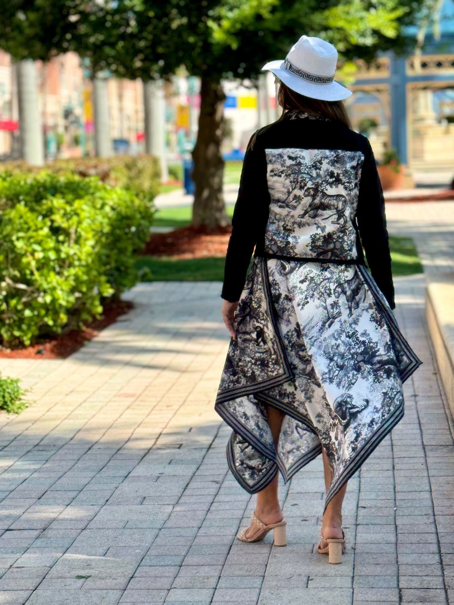 Silk Dress / Black and White Toile - Stacy Bradley Design