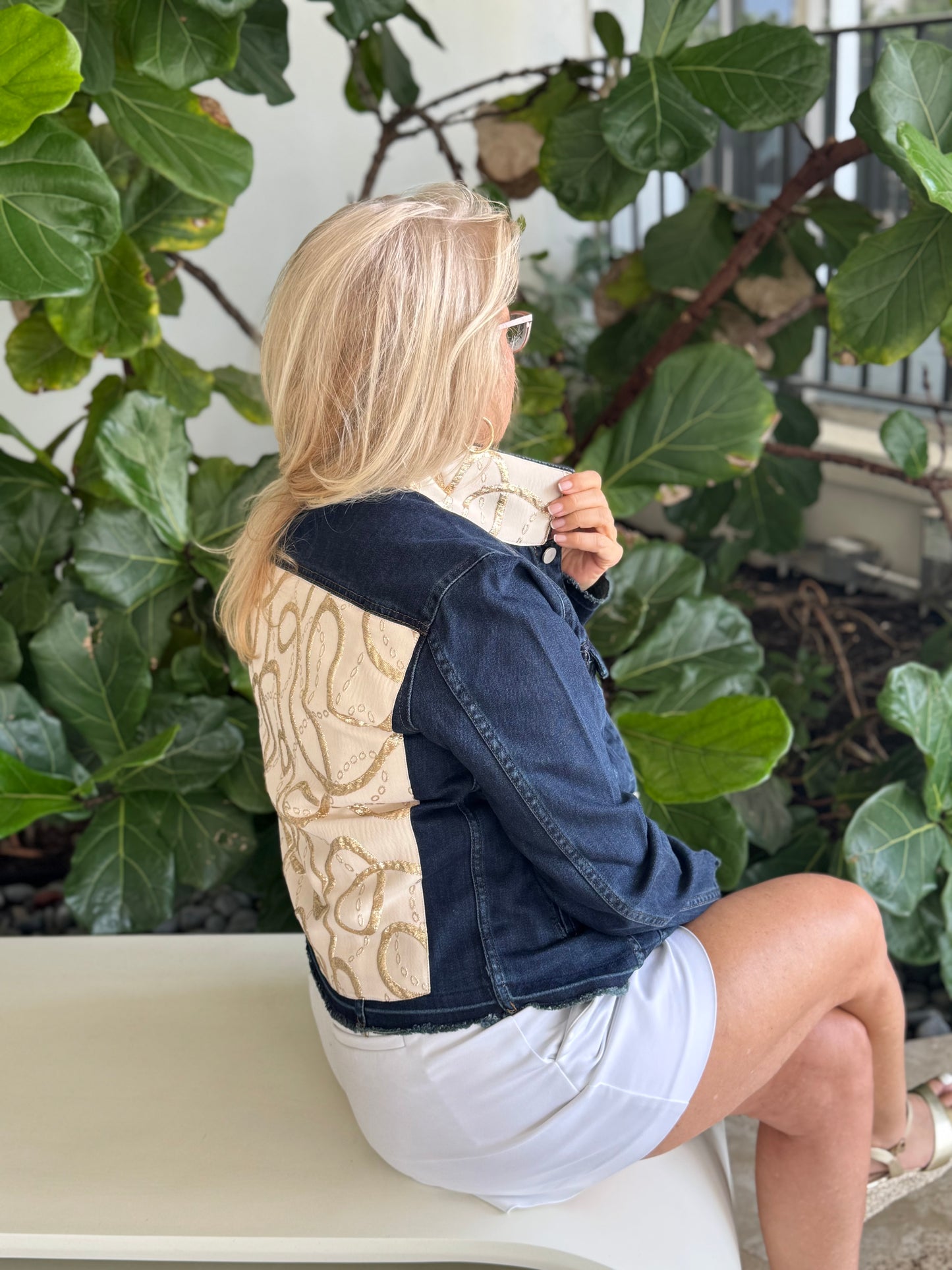 The Dark Denim Jacket / Golden Dreams - Stacy Bradley Design