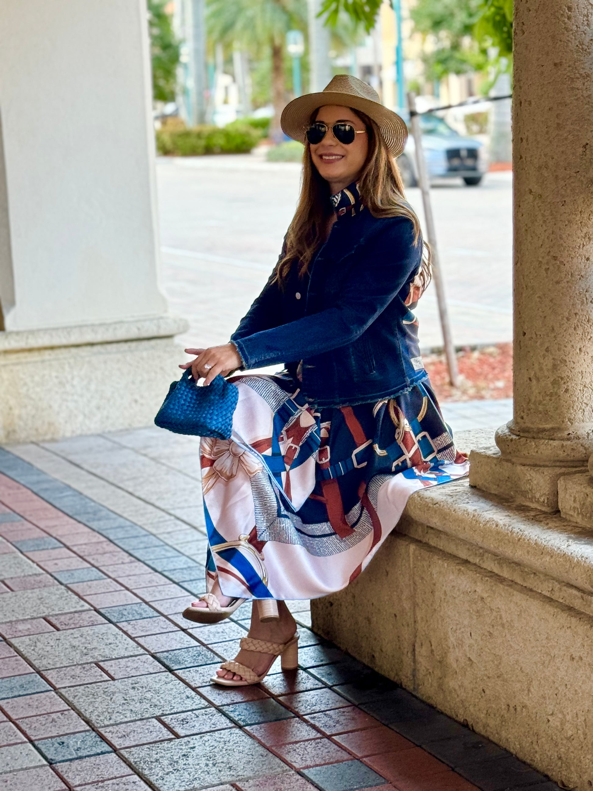 Silk Dress / Navy Strap & Buckle - Stacy Bradley Design