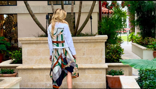 The White Denim Jacket / Green Strap and Buckle - Stacy Bradley Design