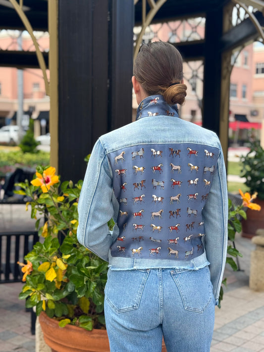 The Light Denim Jacket / Equine Elegance / Slate Blue - Stacy Bradley Design