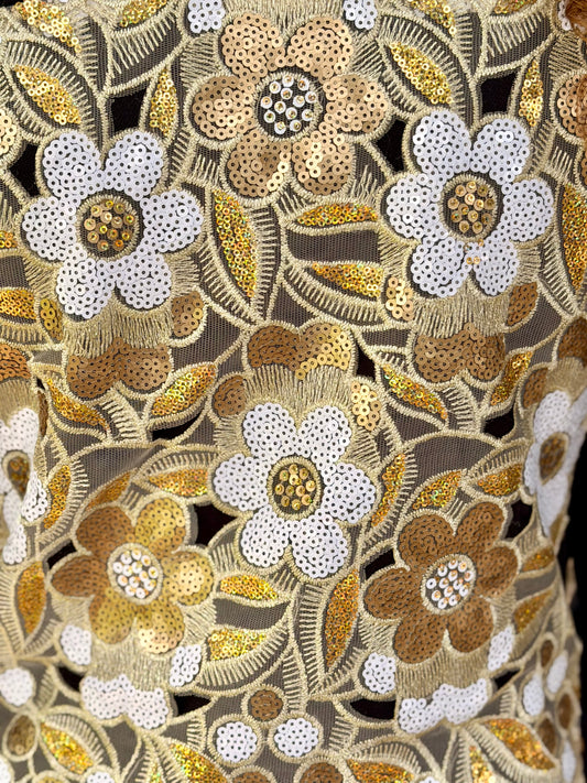 The Black Denim Jacket / Gold Sequins