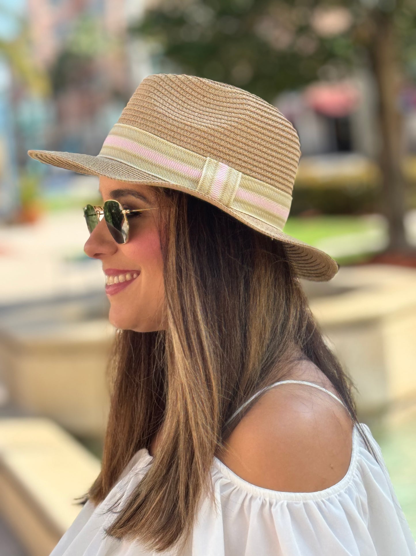 Hat / Beige & Pink / Natural / Wholesale - Stacy Bradley Design