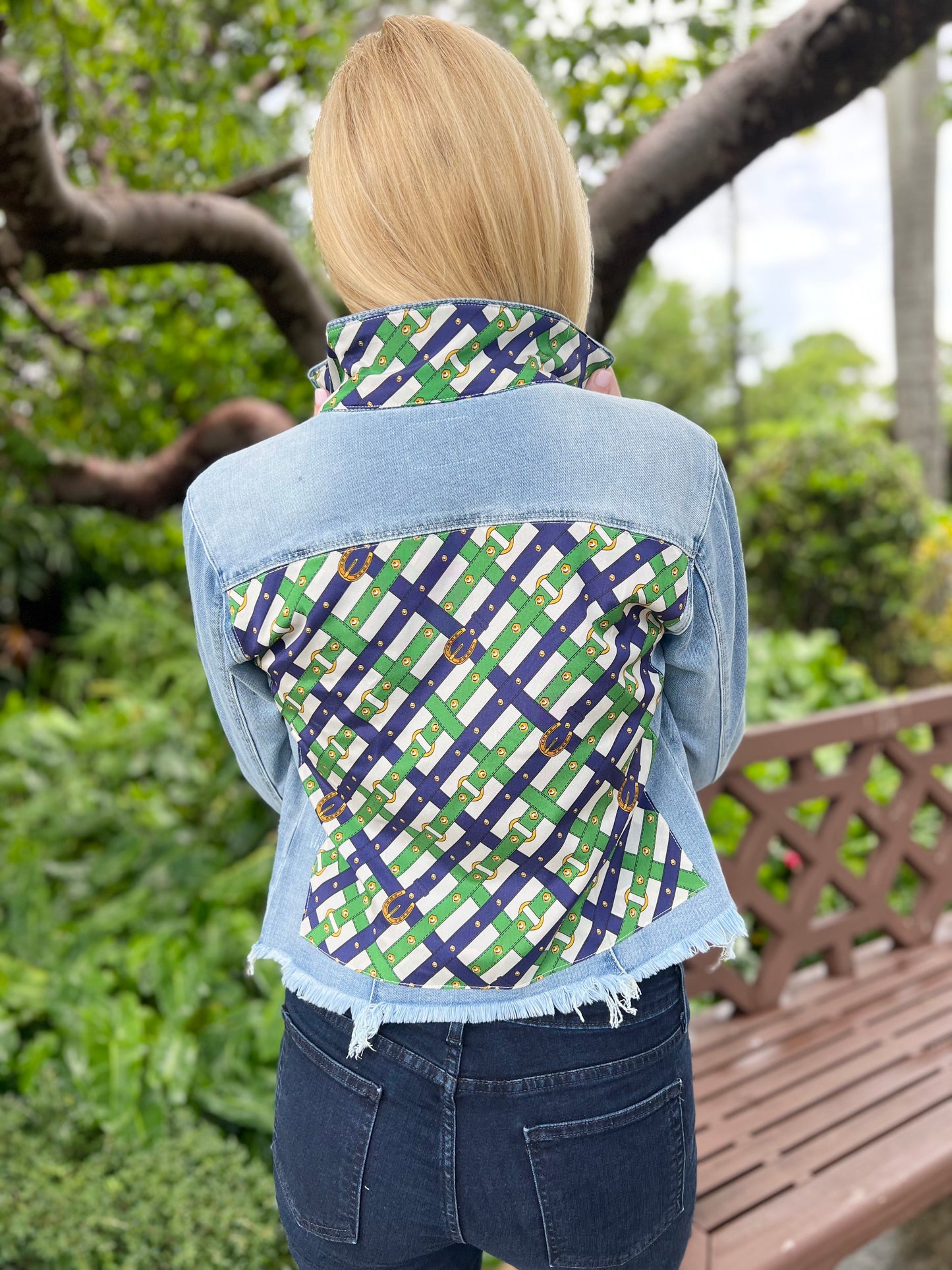 The Light Demin Jacket / Green & Navy Belts - Stacy Bradley Design