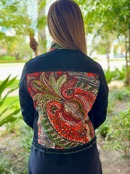 The Dark Demin Jacket / Orange Makes Me Happy - Stacy Bradley Design