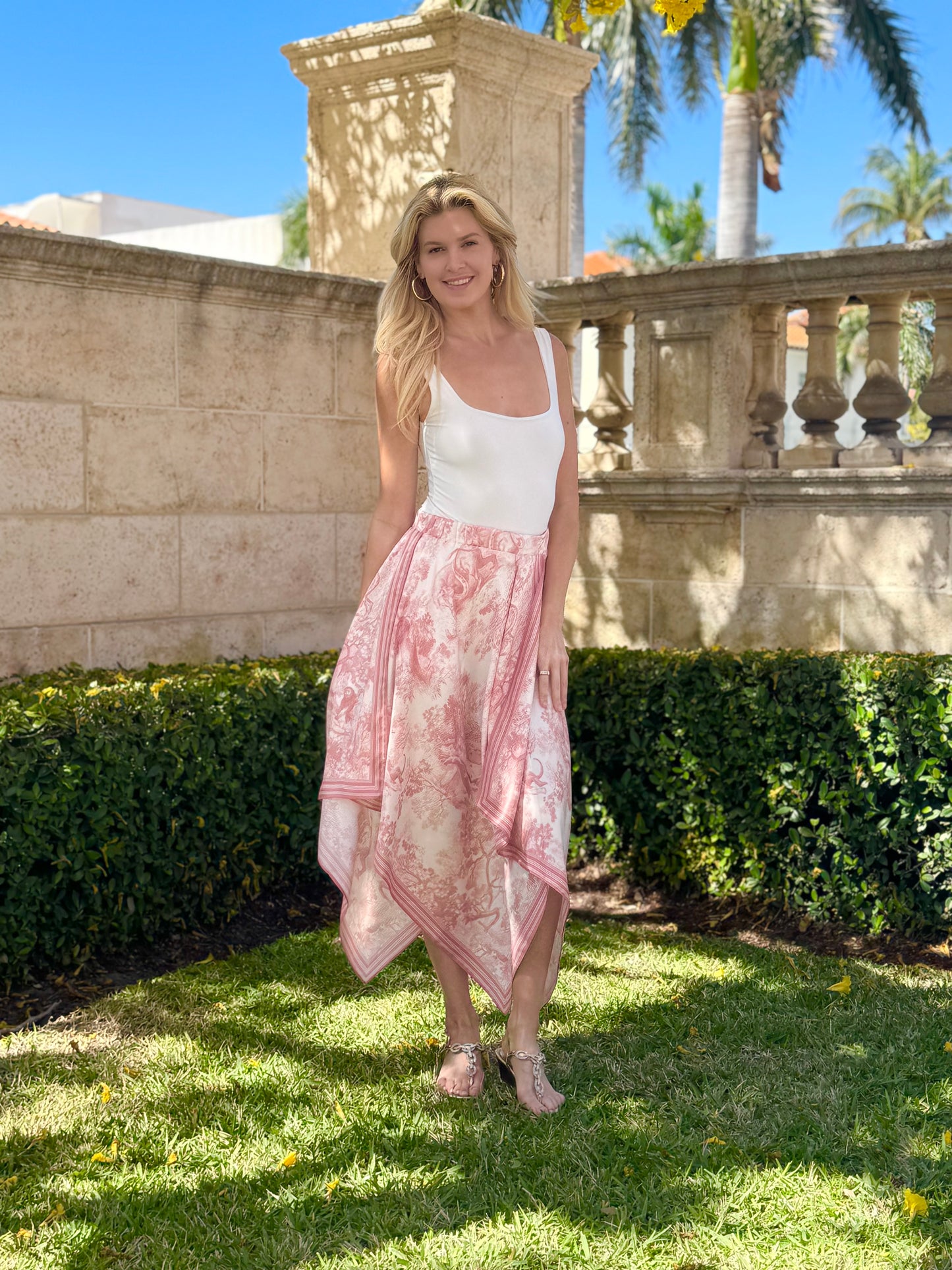 Silk Scarf Skirt / Pink Toile