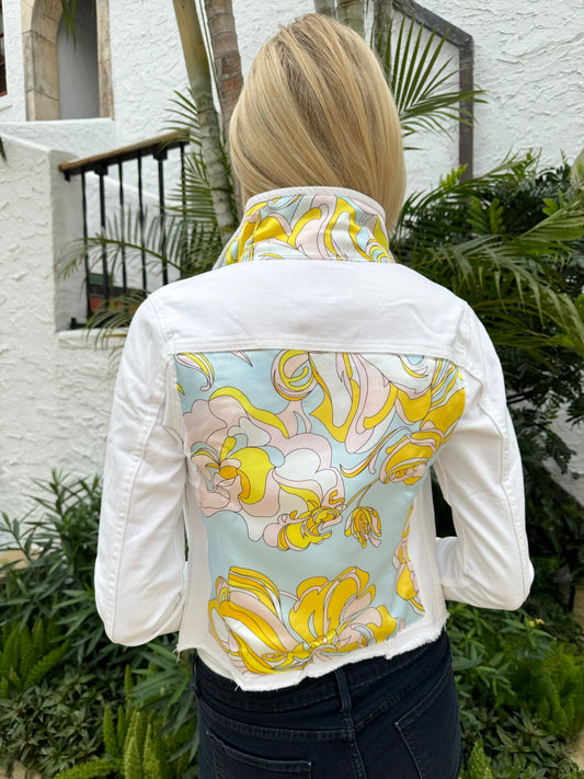 The White Denim Jacket / Pastel Pucci - Stacy Bradley Design