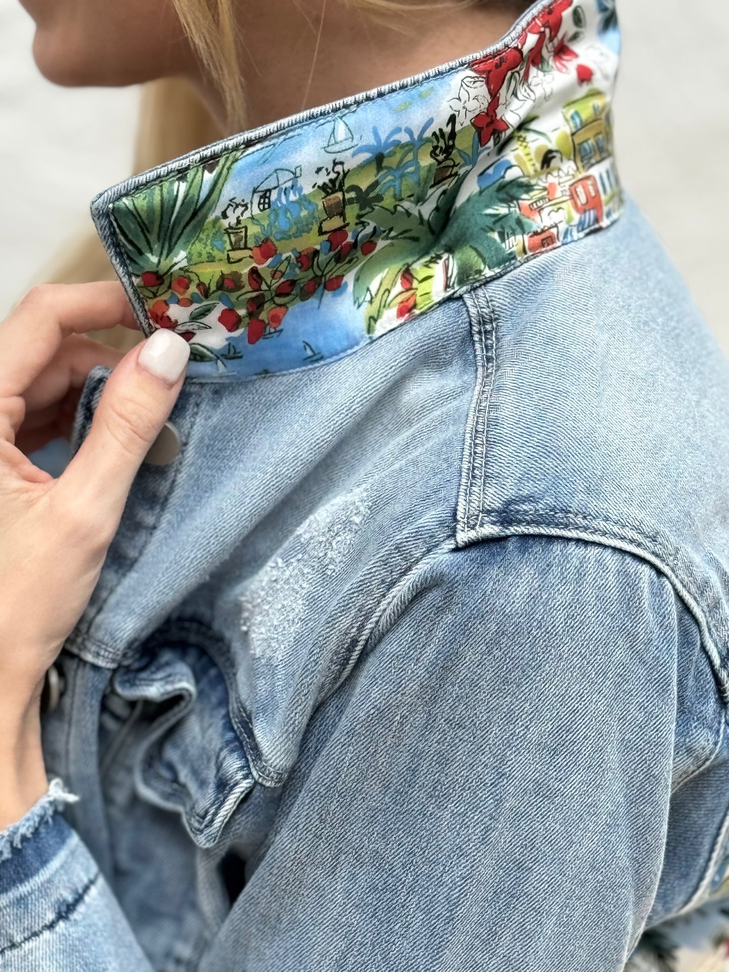 The Light Denim Jacket / Tropical Island - Stacy Bradley Design