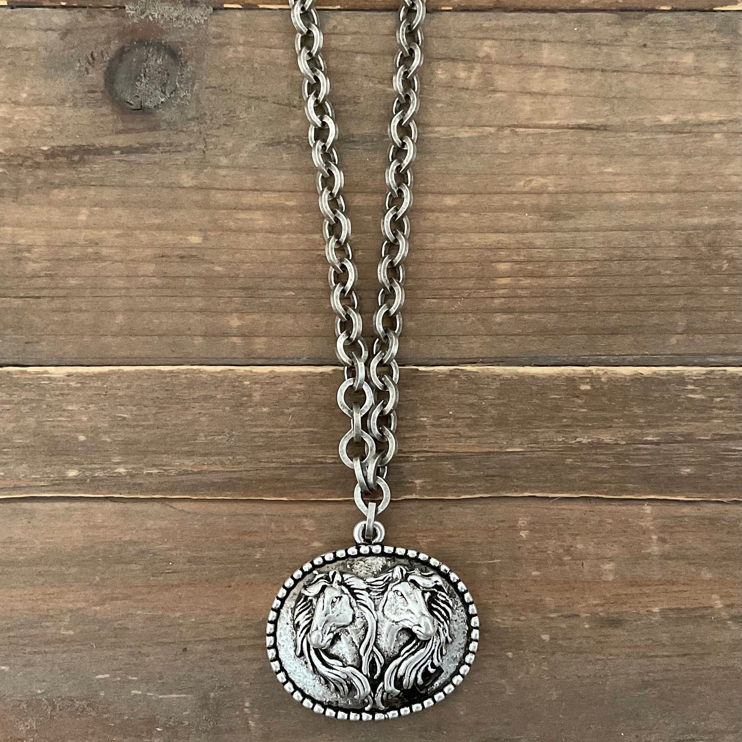Sterling Plated 18" Chain with Vintage Horse Pendant - Stacy Bradley Design