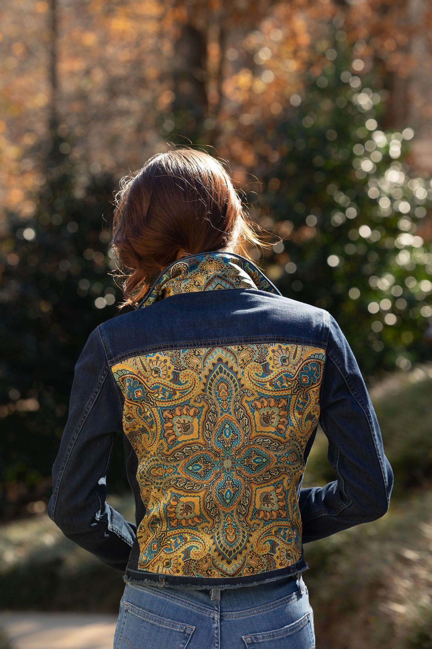 The Dark Denim Jacket / Old World Paisley