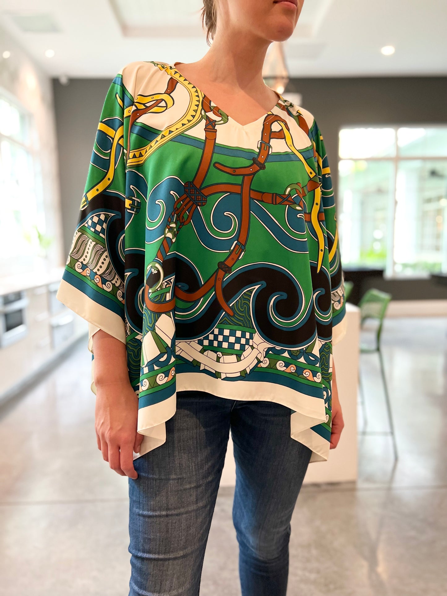 Tunic / Green Swirl and Straps / wholesale - Stacy Bradley Design