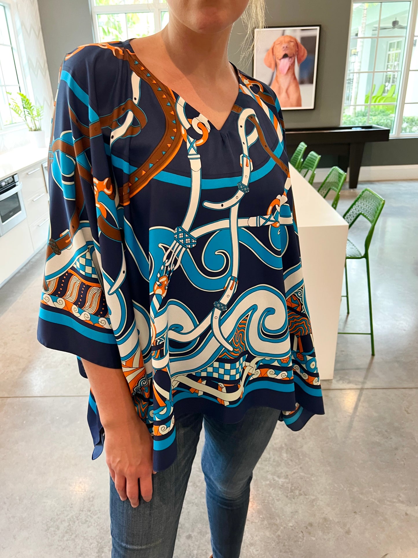 Tunic / Navy Swirl and Straps / wholesale - Stacy Bradley Design