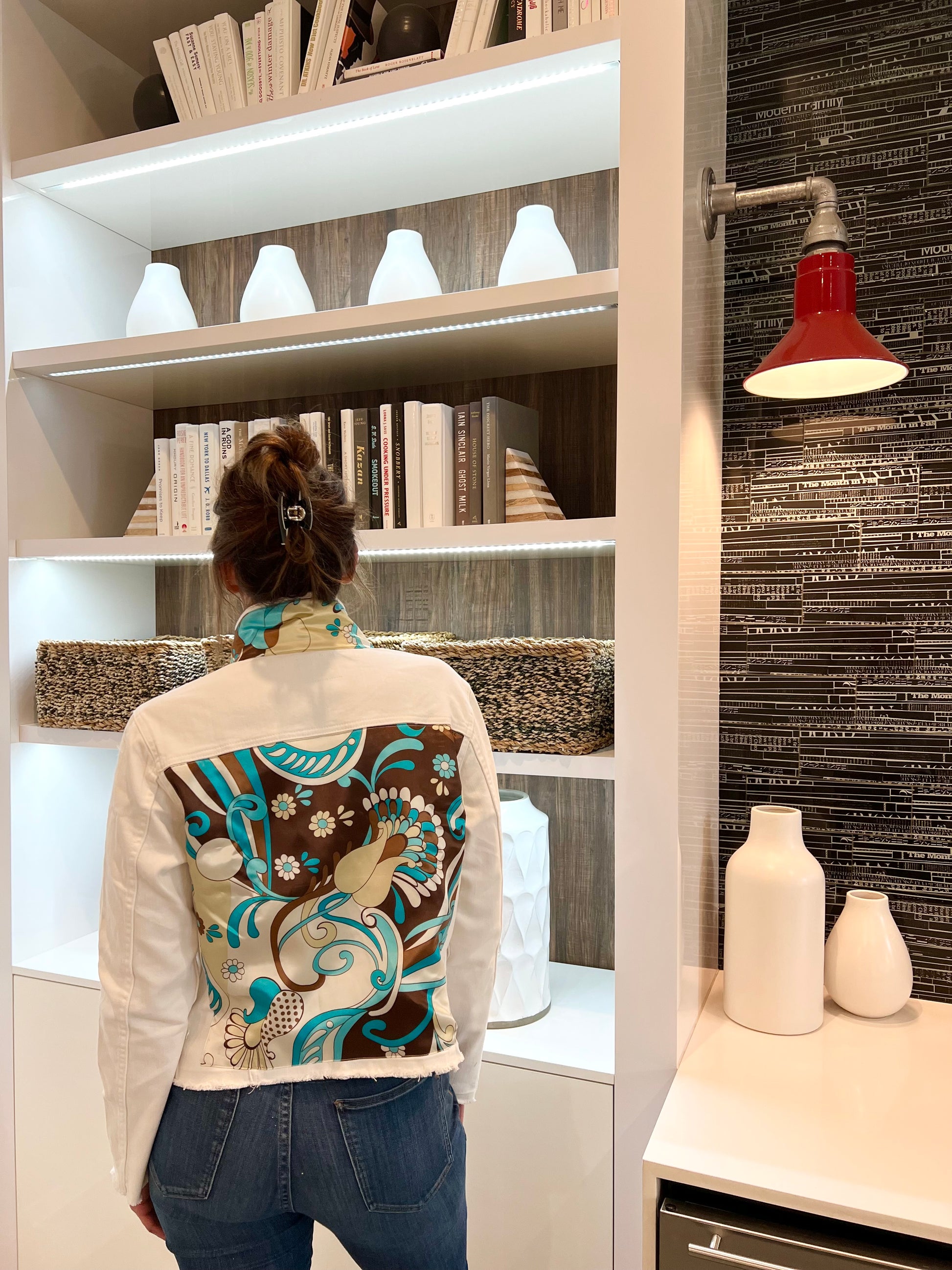 The White Denim Jacket / Pucci Turquoise / Wholesale - Stacy Bradley Design