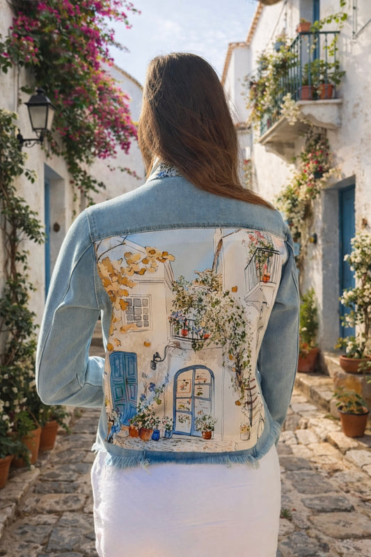 The Light Denim Jacket / Mediterranean Terrace - Stacy Bradley Design