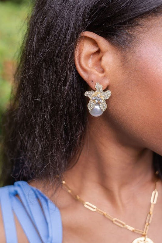 Beth - Rhinestone & Pearl Stud - Stacy Bradley Design