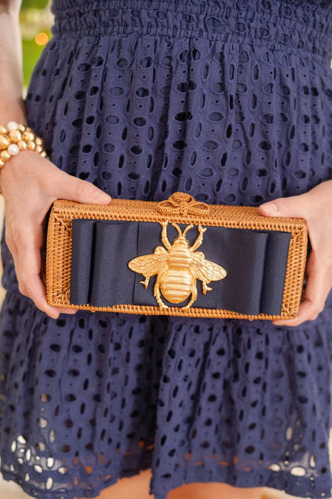 Colette - Flat Bow Navy - Bee - Stacy Bradley Design