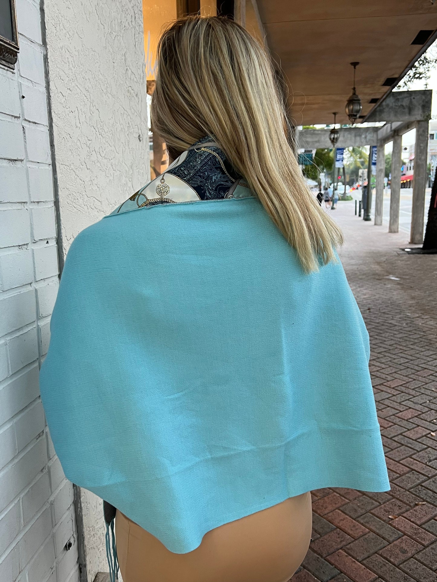 Cozy Sweater Wrap / Teal Tassel