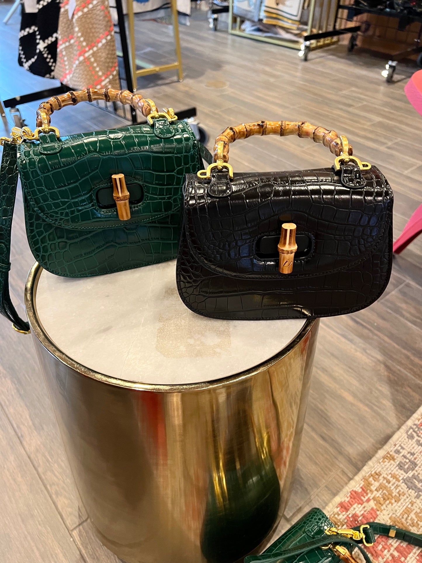 Tryon / Purse Croc Bamboo Handle