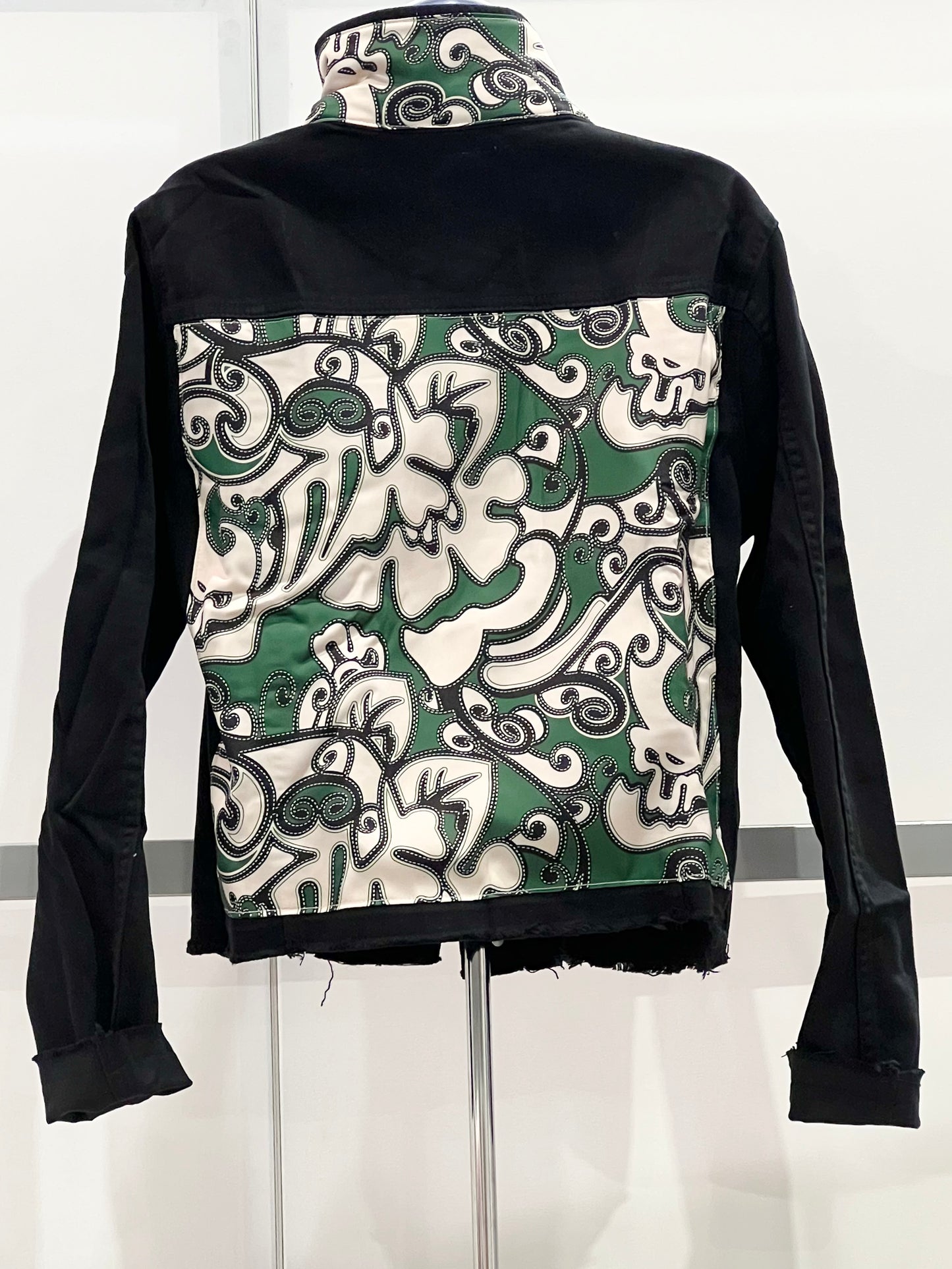 The Black Denim Jacket / Green Forest - Stacy Bradley Design