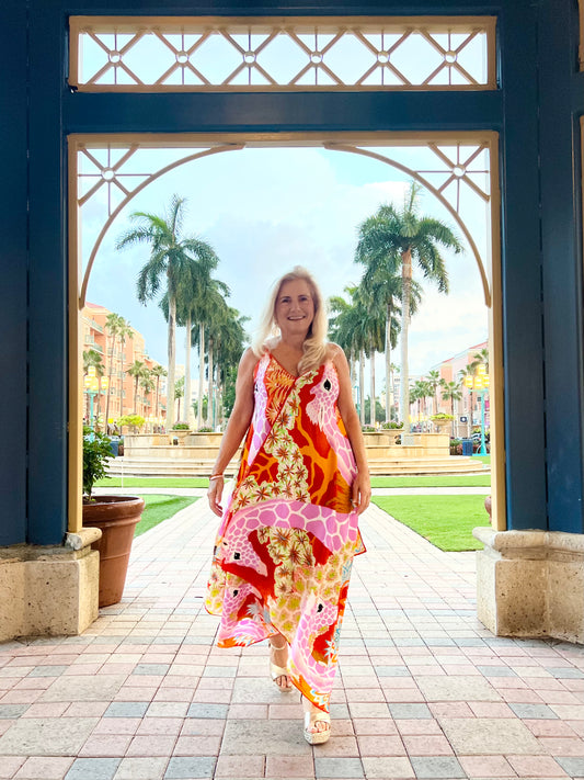 Silk Dress / Pink Giraffe - Stacy Bradley Design