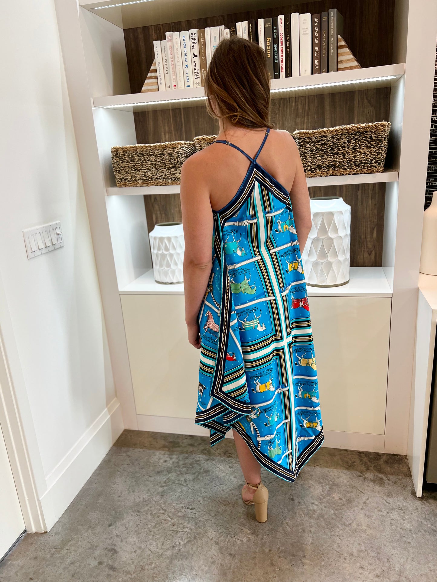 Silk Dress / Blue Horse - Stacy Bradley Design