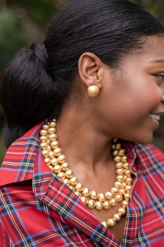 18mm Georgia Brushed Ball Studs - 18k Gold Plated - Stacy Bradley Design