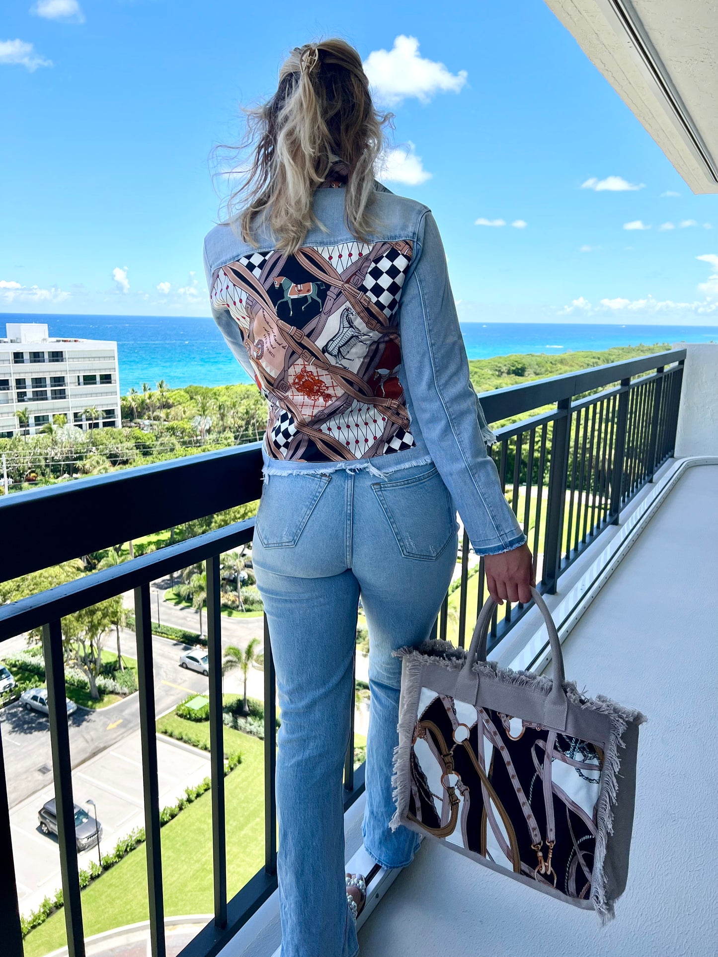 The Light Denim Jacket / Designer Horse with Straps /Wholesale - Stacy Bradley Design