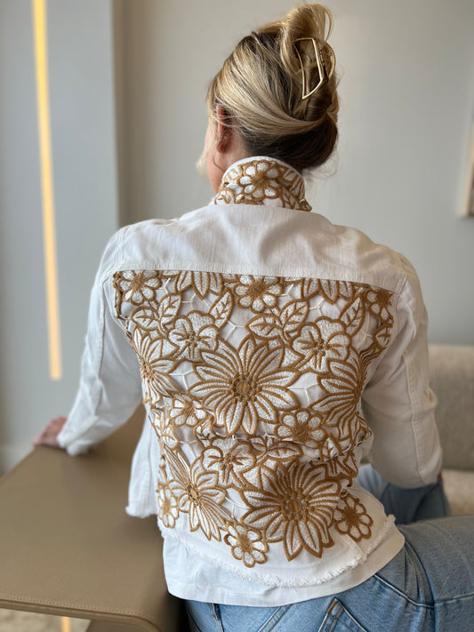 The White Denim Jacket / White Woven Design / weholesale - Stacy Bradley Design