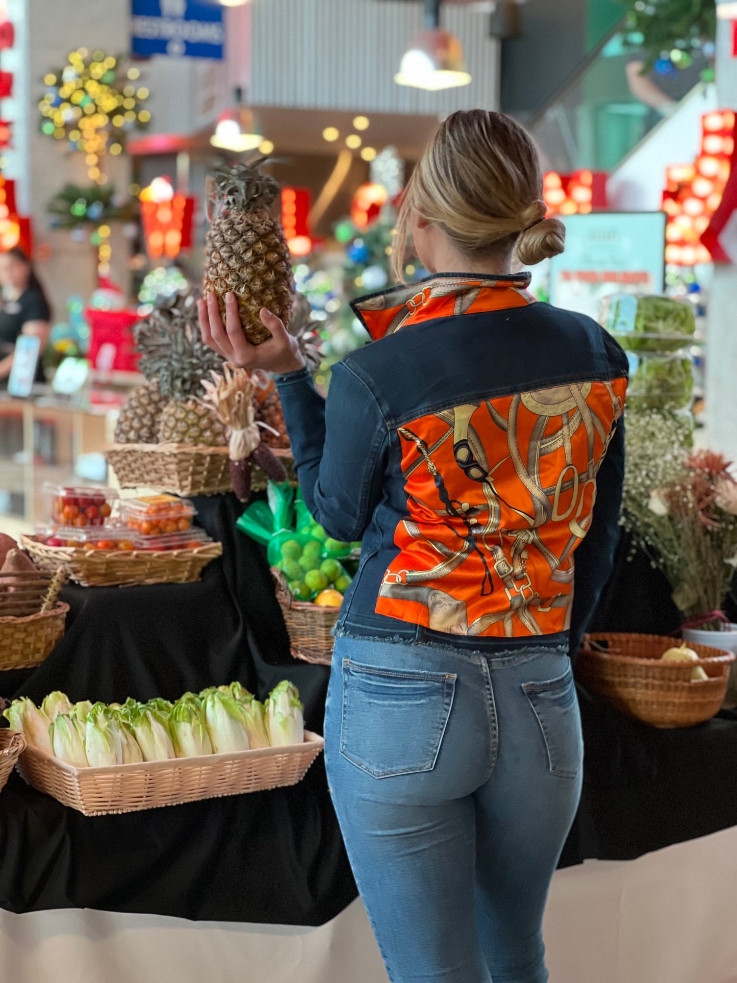 The Dark Denim Jacket / Orange Equestrian