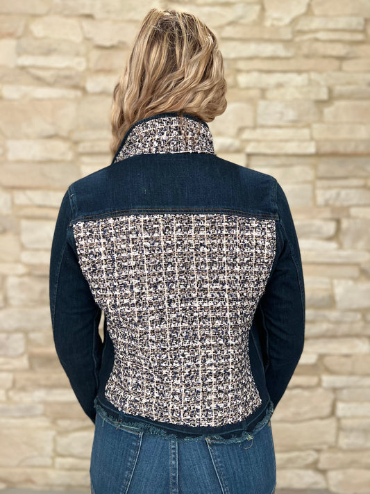 The Dark Denim Jacket / Tweed Navy and White / Wholesale - Stacy Bradley Design