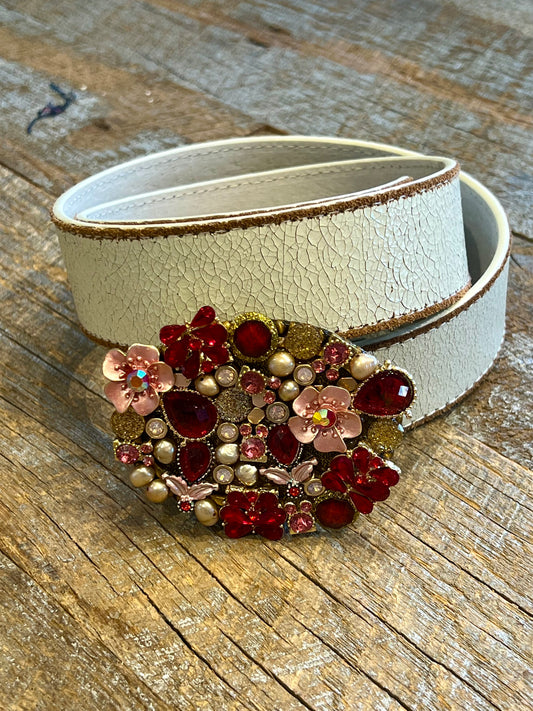 Belt Buckle / Mosaic Red and Pink