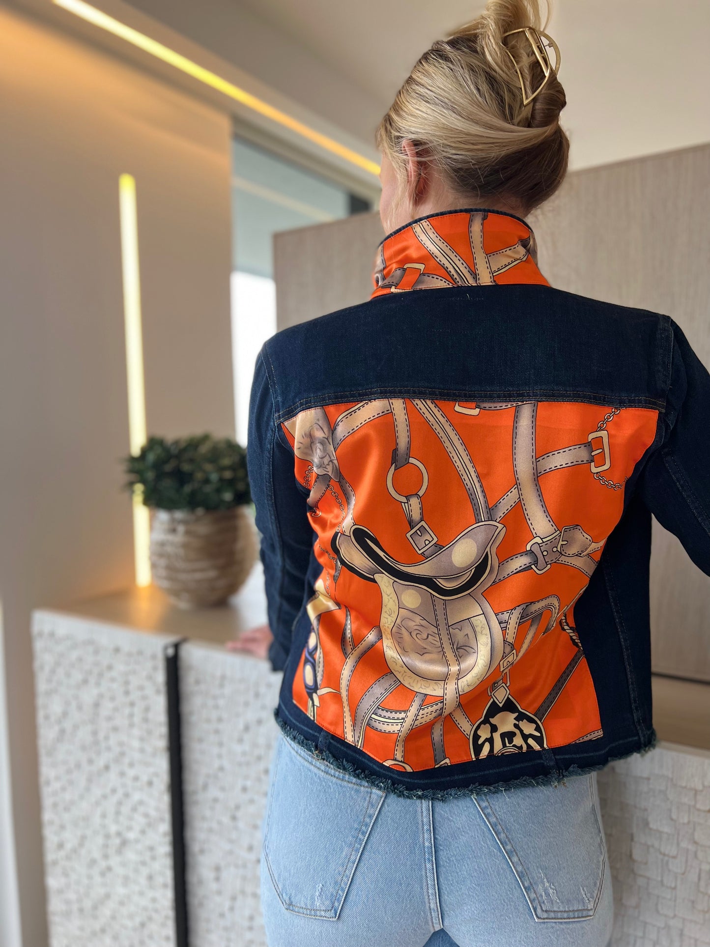 The Dark Denim Jacket / Orange Equestrian