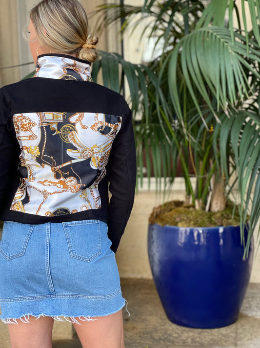 The Black Denim Jacket / Designer Equestrian White - Stacy Bradley Design